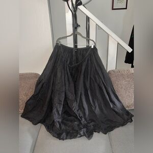 Luxe Flowing Black A-Line Wrap Skirt
